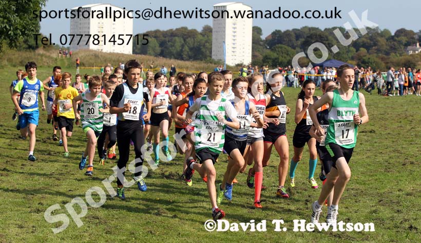 Start of the under-13 boys and girls Sunderland Harreirs Cross Country. Photo: David T. Hewitson/Sports for All Pics